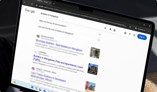 SEO Search Results on Laptop